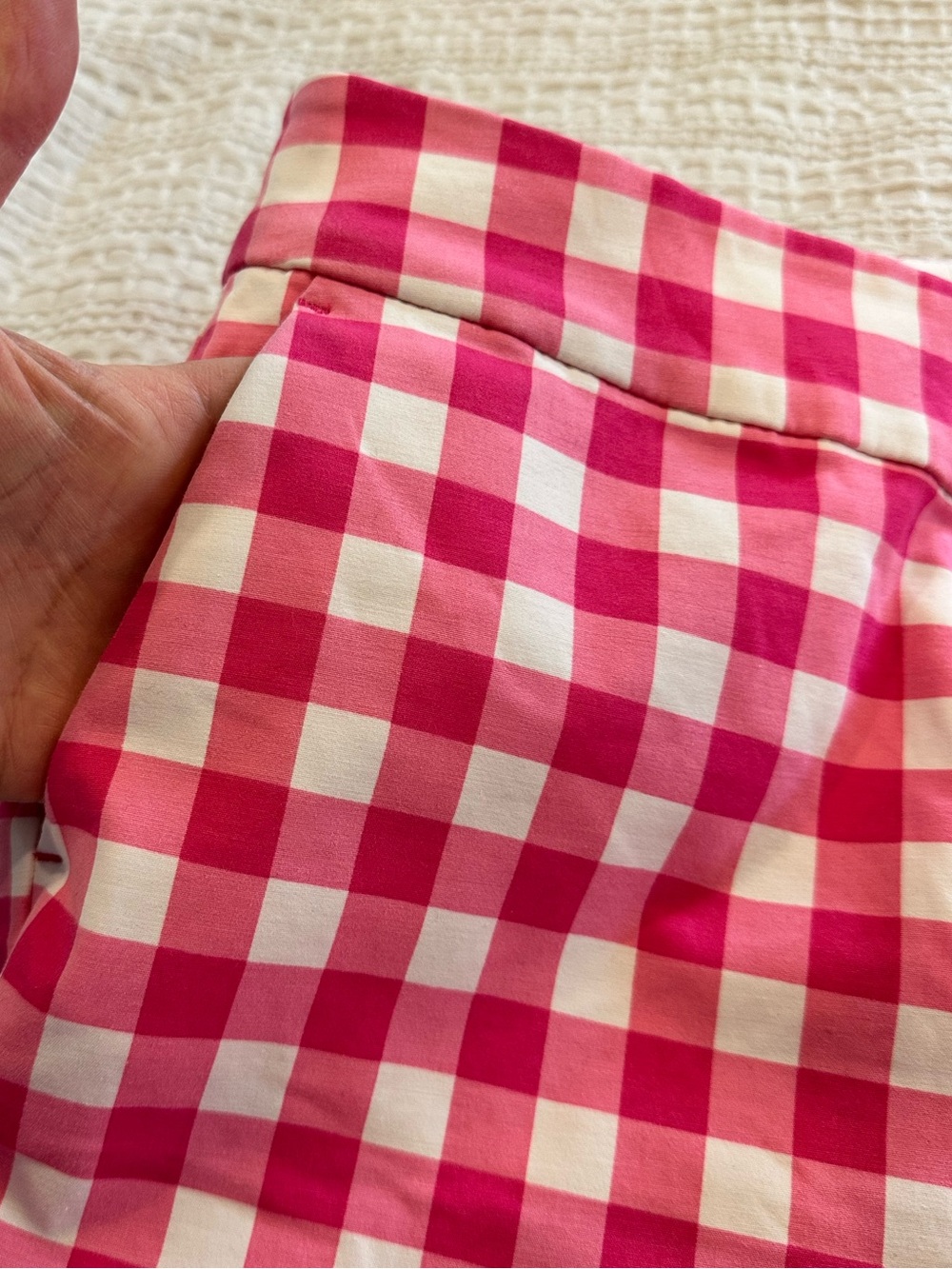Boden Women’s Bright Pink Gingham Checkered Trouser Mid Rise Ankle Pants Size 6 - Picture 7 of 13